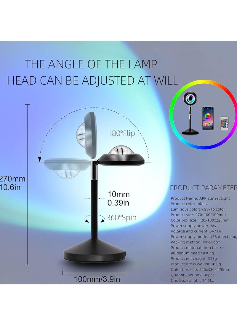 KASTWAVE مصباح عرض غروب الشمس مع 16 لون - ضوء ليلي قوس قزح بالتحكم عن بعد، دوران 180 درجة، أجواء بصرية رومانسية للتصوير الفوتوغرافي، الصور الذاتية، الحفلات، ديكور المنزل، غرفة النوم - Image 3