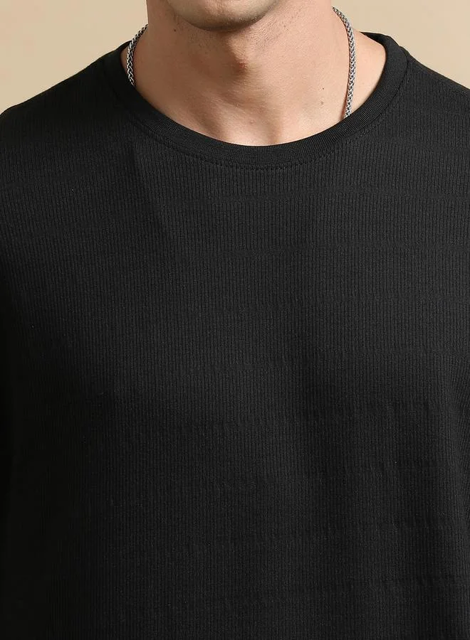 بوشيرت Solid Round Neck Oversized T-Shirt by Styli