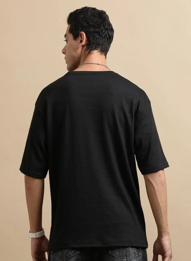 بوشيرت Solid Round Neck Oversized T-Shirt by Styli