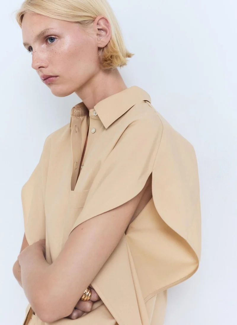 مانجو قميص بأكمام قصيرة واسع