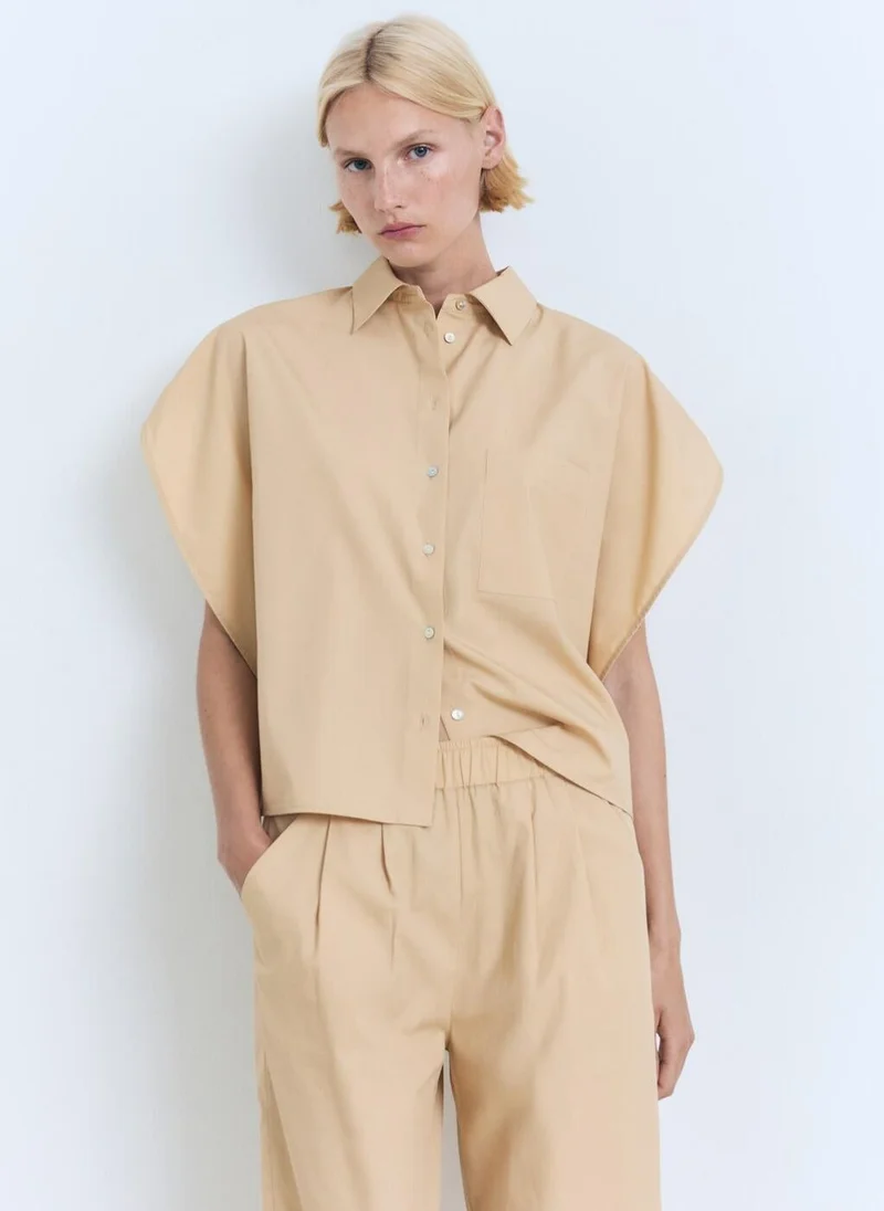 MANGO Oversized short-sleeved shirt