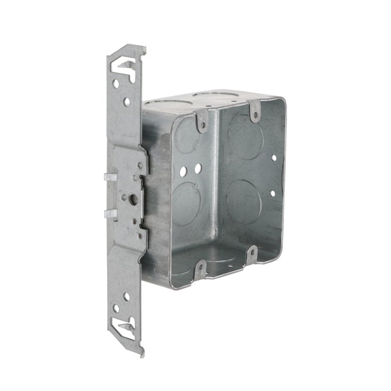 RACO Hubbell-Raco 685 2-Device, 2-1/8-Inch Deep, 1/2-Inch and 3/4-Inch Side Knockouts, Wood/Metal Stud Bracket 4-Inch Square Switch Box, Drawn, red - Image 5