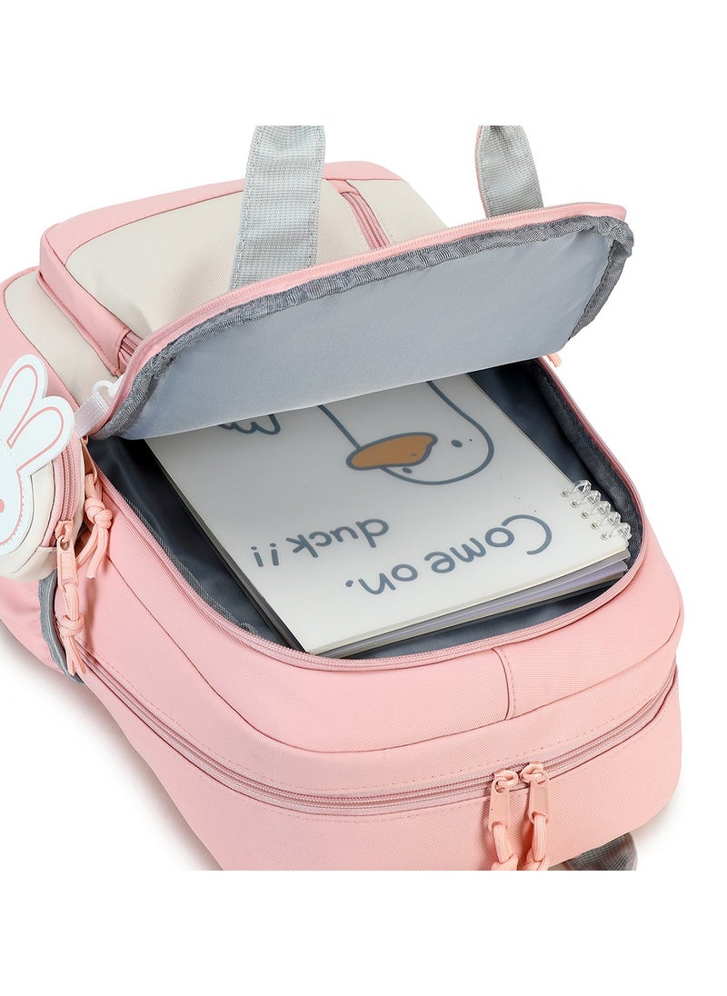 Generic - 599 Lightweight Laptop School Travel Multi-pocket Multi-Compartment Large Capacity Women's Water-resistant Collage Daily Use Backpack Bag - Pink - Image 1