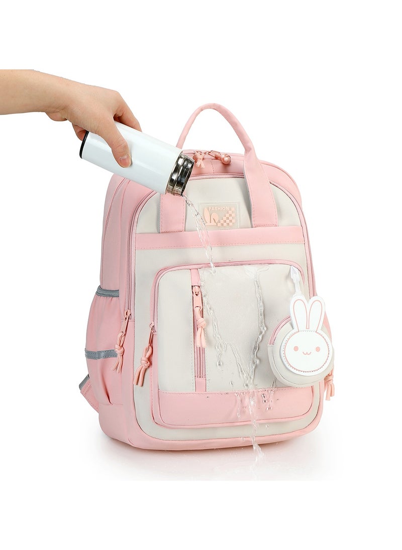 Generic - 599 Lightweight Laptop School Travel Multi-pocket Multi-Compartment Large Capacity Women's Water-resistant Collage Daily Use Backpack Bag - Pink - Image 1