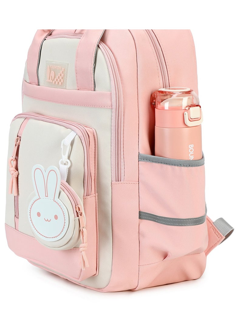 Generic - 599 Lightweight Laptop School Travel Multi-pocket Multi-Compartment Large Capacity Women's Water-resistant Collage Daily Use Backpack Bag - Pink - Image 1