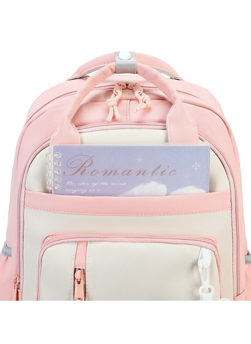 Generic - 599 Lightweight Laptop School Travel Multi-pocket Multi-Compartment Large Capacity Women's Water-resistant Collage Daily Use Backpack Bag - Pink - Image 1