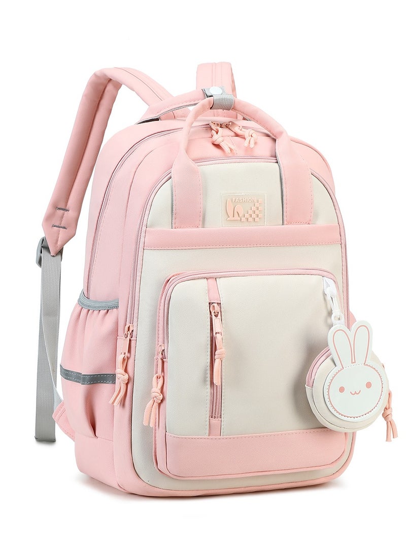 Generic - 599 Lightweight Laptop School Travel Multi-pocket Multi-Compartment Large Capacity Women's Water-resistant Collage Daily Use Backpack Bag - Pink - Image 1