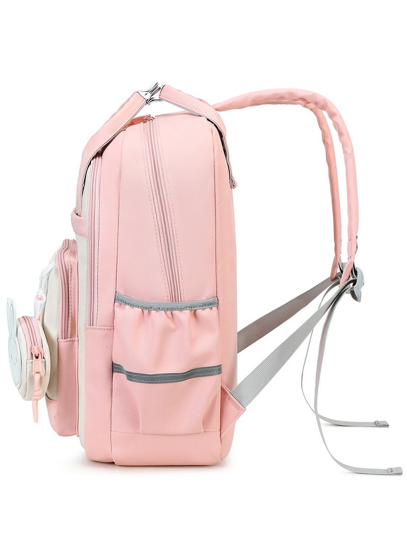 Generic - 599 Lightweight Laptop School Travel Multi-pocket Multi-Compartment Large Capacity Women's Water-resistant Collage Daily Use Backpack Bag - Pink - Image 1