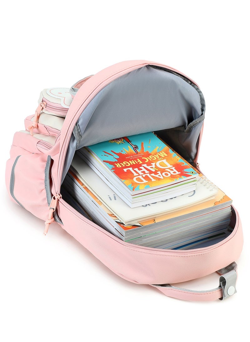 Generic - 599 Lightweight Laptop School Travel Multi-pocket Multi-Compartment Large Capacity Women's Water-resistant Collage Daily Use Backpack Bag - Pink - Image 1