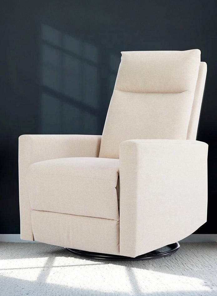 رويال أوك كرسي استرخاء رويالوك ديفيس بمقعد واحد قماشي باللون البيج | وظيفة هزازة وقابلة للدوران | تنجيد ناعم وحشوة مريحة وقاعدة متينة – كرسي استرخاء عصري لغرفة المعيشة - Image 1