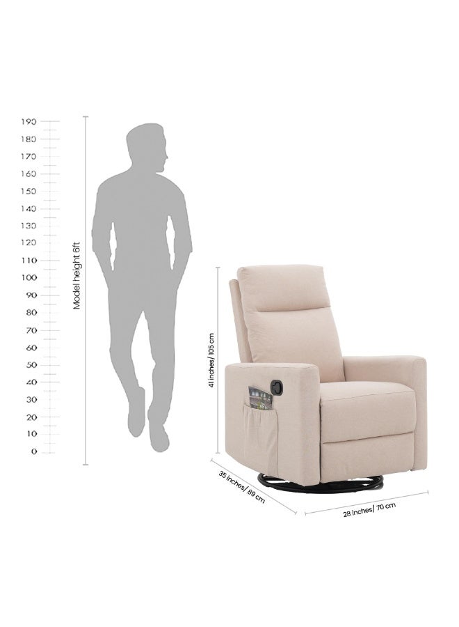 ROYALOAK Davis Fabric Recliner Single Seater in Beige | Rocker & Swivel Function | Soft Upholstery, Comfortable Cushioning & Sturdy Base â€“ Modern Recliner Chair for Living Room - Image 5