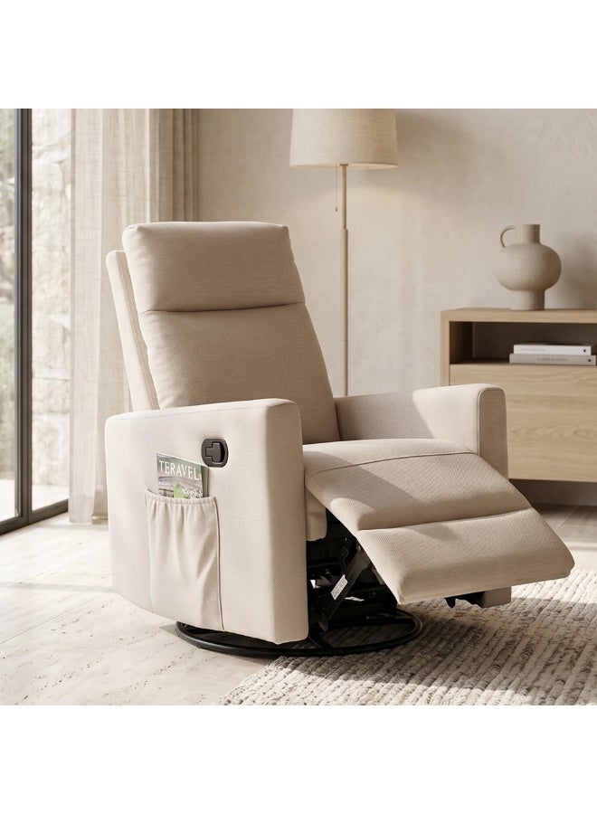 ROYALOAK Davis Fabric Recliner Single Seater in Beige | Rocker & Swivel Function | Soft Upholstery, Comfortable Cushioning & Sturdy Base â€“ Modern Recliner Chair for Living Room - Image 2