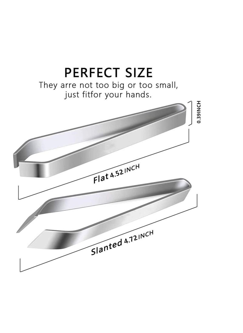 SYOSI 2 Pieces Fish Bone Tweezers Set Includes Stainless Steel Tongs Tweezers Fish Scale Scraper Removers Flat and Slant Tweezers Pliers for Chef Cooking Utensils, Sea Food, Beauty Tools  - Image 3