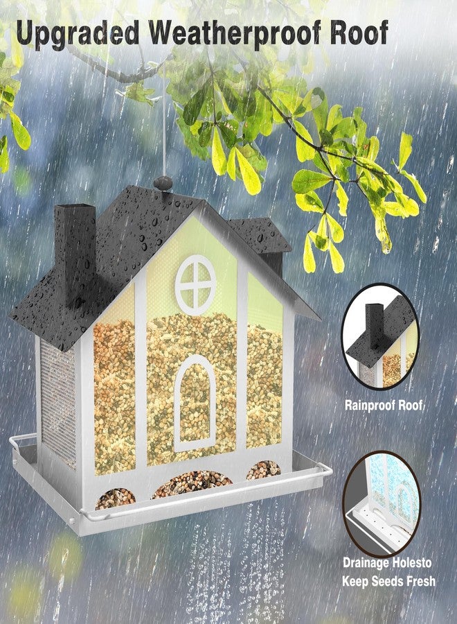 FlowaFoli Bird Feeder House for Outside, Decorative Large Bird Feeders for Outdoors with Rainbow Acrylic Panels, Ideal Gift for BirdLovers to Attract Feathered Friends Year-Round - Image 3