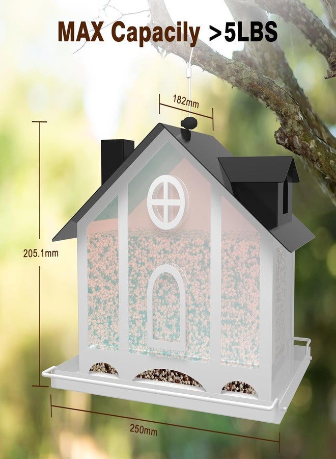 FlowaFoli Bird Feeder House for Outside, Decorative Large Bird Feeders for Outdoors with Rainbow Acrylic Panels, Ideal Gift for BirdLovers to Attract Feathered Friends Year-Round - Image 5
