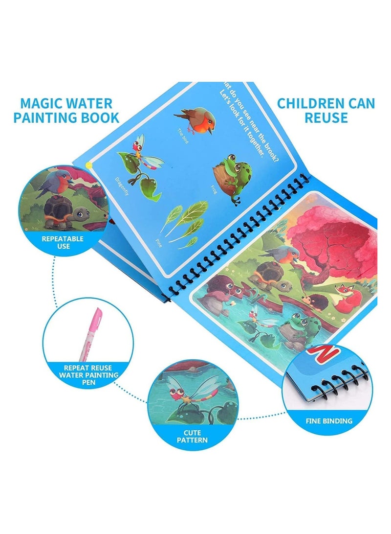 Reusable Watercolor Magic Coloring Book for Toddlers & Kids - 4 Pack Unicorn & Animal Cartoon Educational Art Toys for Boys & Girls Gifts (Type B) - Image 4