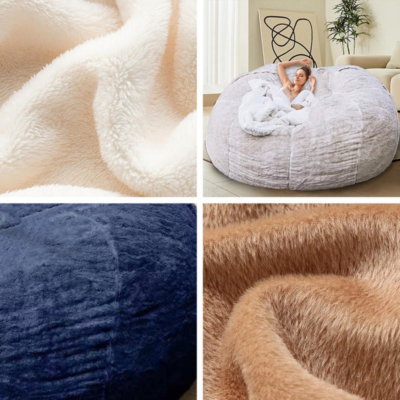 HDMLDP كرسي bean bag HDMLDP للبالغين والأطفال بدون حشوة مريح وناعم عملاق دائري غطاء beanbag أريكة كسولة لكرسي القراءة كرسي أرضي، 6 أقدام، رمادي - Image 5