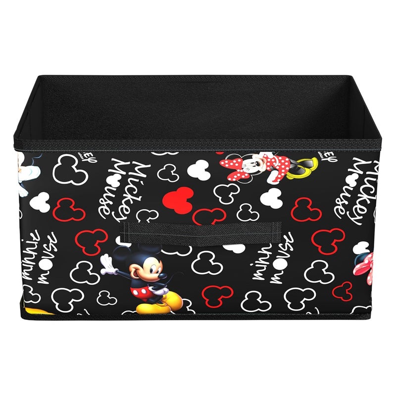 Kuber Industries Disney Mickey Print Non Woven Closet Organizer Box with HandleWardrobe Organizer CubeEasily CollapsibleSize 42 x 29 x 22 CMPack of 2 BlackKUBMART16027 - Image 2