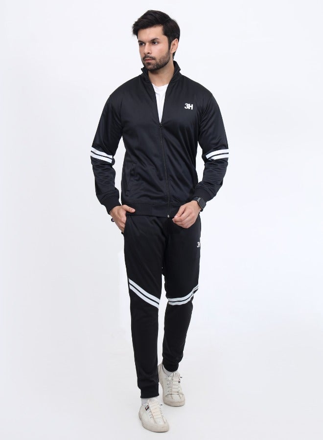 3H Essential Black Tracksuit – Lightweight & Durable Men’s Black Tracksuit – 100% Polyester, 220gsm – Comfortable, Breathable & Flexible Activewear for Training, Travel, or Lounge. - Image 1