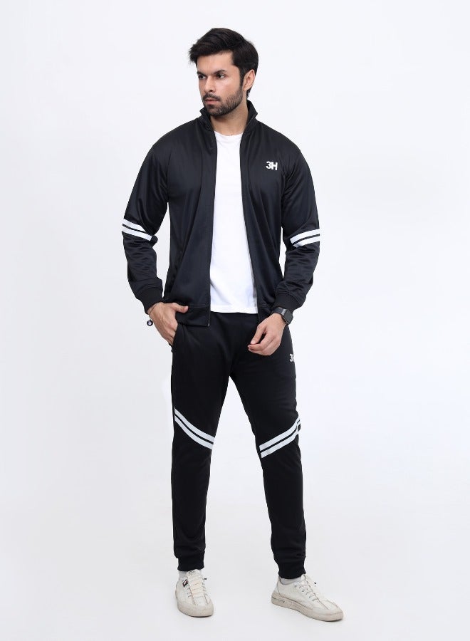 3H Essential Black Tracksuit – Lightweight & Durable Men’s Black Tracksuit – 100% Polyester, 220gsm – Comfortable, Breathable & Flexible Activewear for Training, Travel, or Lounge. - Image 3
