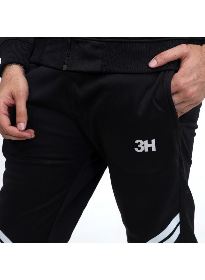 3H Essential Black Tracksuit – Lightweight & Durable Men’s Black Tracksuit – 100% Polyester, 220gsm – Comfortable, Breathable & Flexible Activewear for Training, Travel, or Lounge. - Image 4
