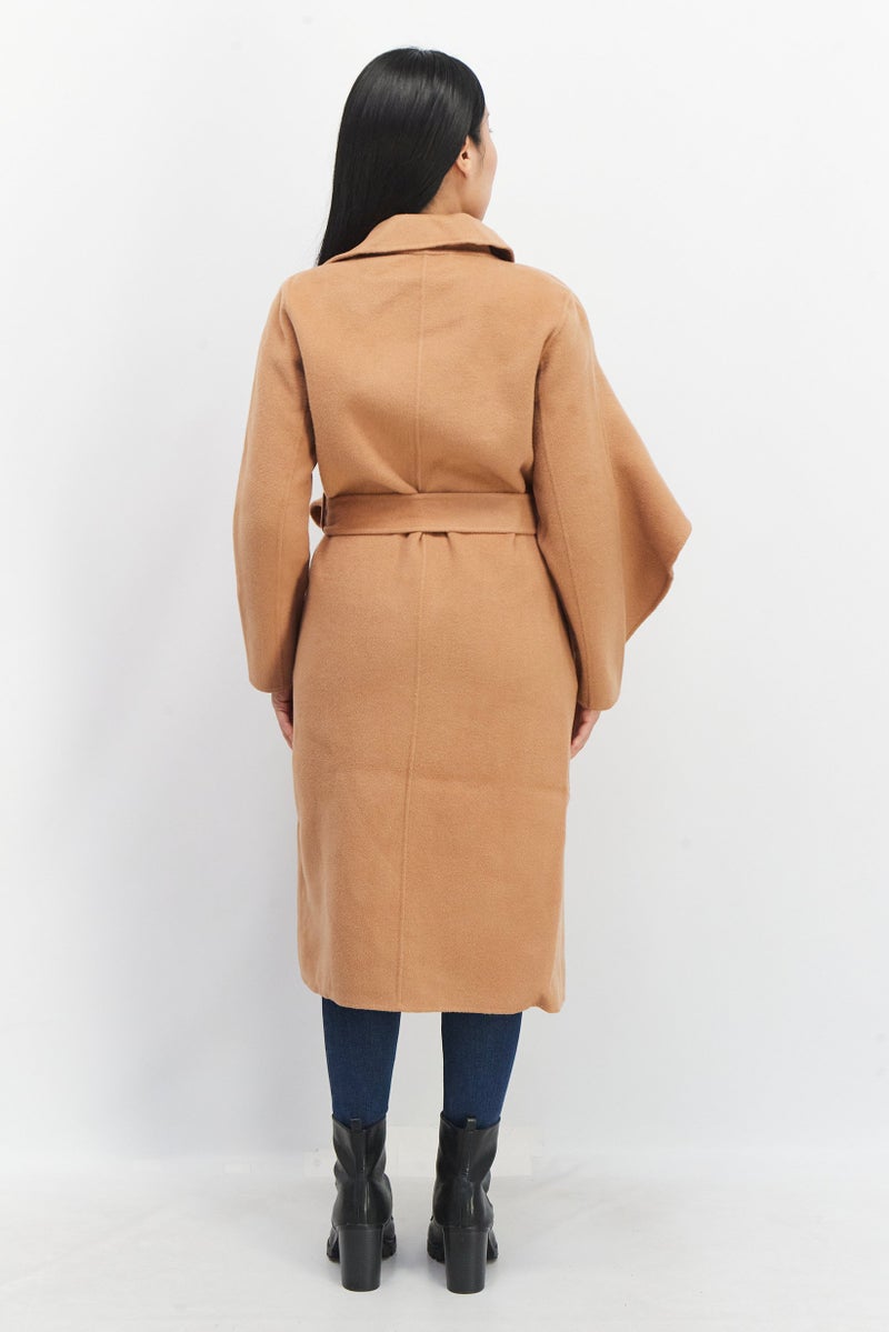 VERO MODA معطف ترنش مزدوج الأزرار بحزام للنساء، تان - Image 2