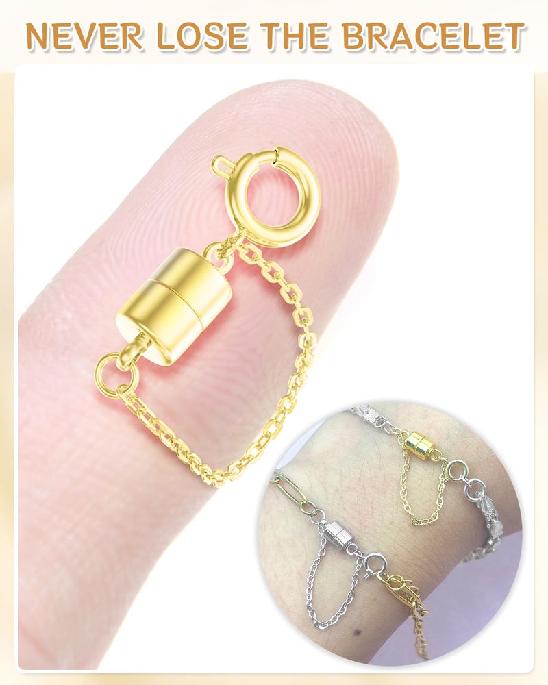 MKCYD 8Pcs Magnetic Bracelet Clasps and Closures with Safety Chain Never Fall Gold Bracelet Extender Converter Magnetic Clasps for Women - Image 5