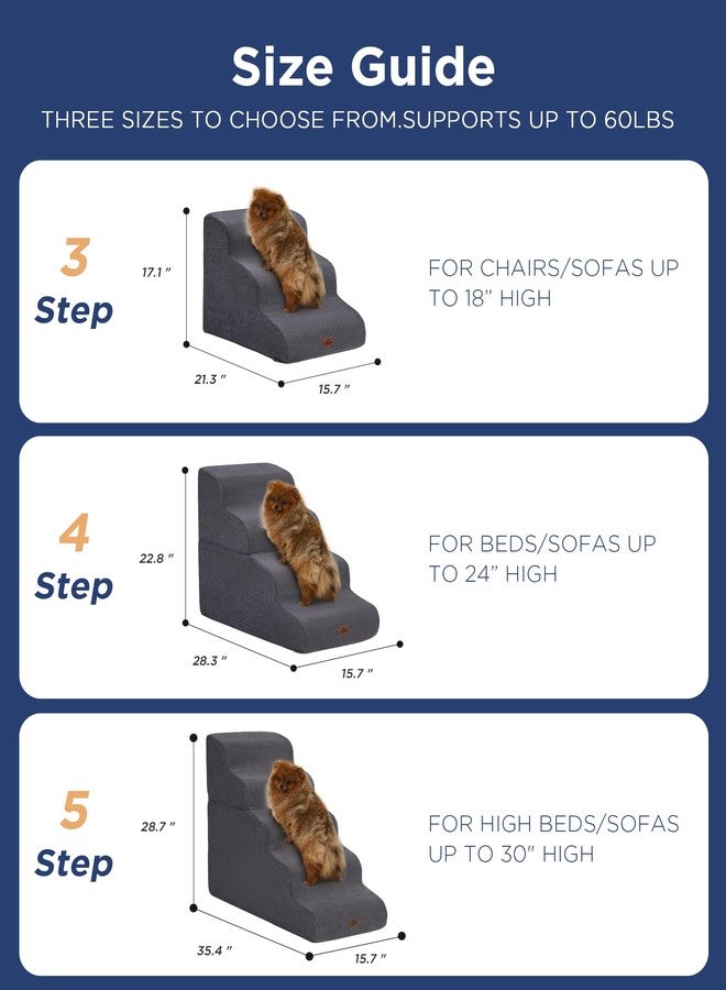 MASSFU Beige Curved Dog Stairs Ramp for Small Dogs & Cats 17" H, 3-Step Dog Steps for Couch Sofa and Chair, Pet Stairs for Cats, Non-Slip Balanced Pet Steps - Image 5