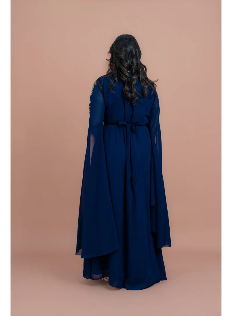 IKKXA Belted Elegant 2-Piece Kaftan IKS504 Blue