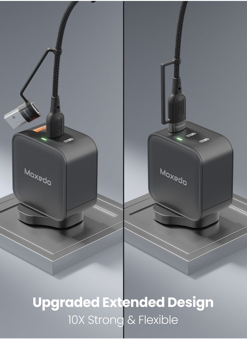 Moxedo Moxedo 2 in 1 Charging Cable 30W Power Delivery Interchangeable USB-A/USB-C to Lightning 1.2 Meters Braided Nylon Cable Compatible for Android Devices/ iPhone 15/14/13/12/11 Pro Max, iPad and Samsung  - Image 3