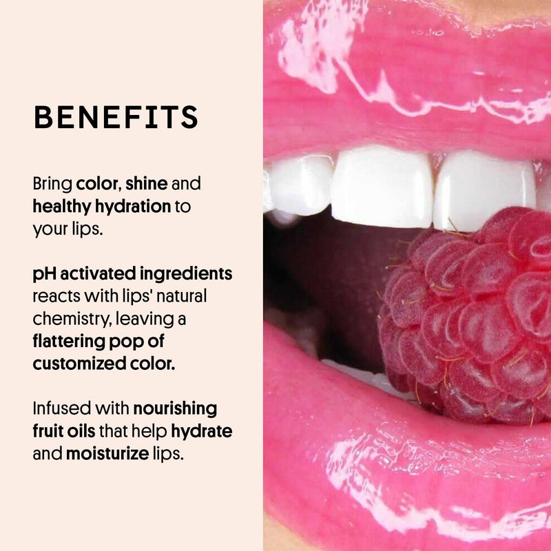 Winky Lux Raspberry Fruity Gloss pH Lip Stain, Non Sticky Lip Gloss, Tinted Lip Oil, Lip Lacquer, Yummy Fruit Lip Gloss, Jojoba Oil for Hydration & Shine, Soft Raspberry Scent - Image 3