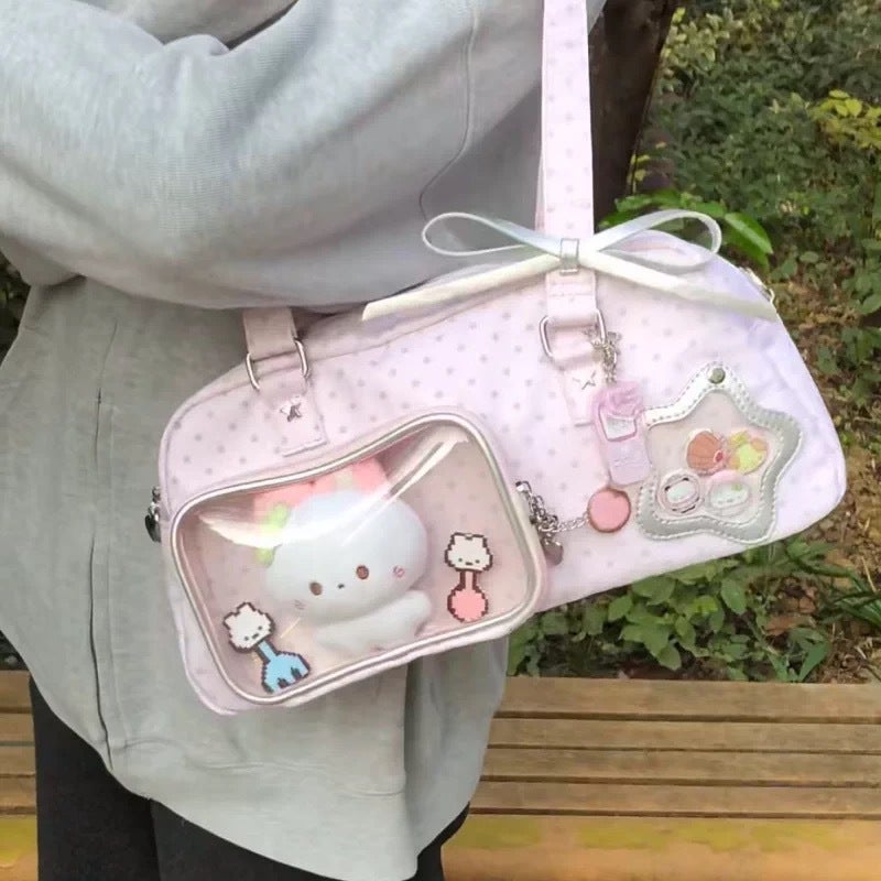 Korean Anime Style Polka Dot Clear Window Shoulder Bag - Image 2