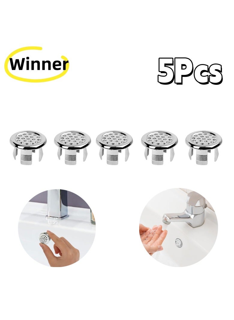 Winner 5PCS Bathroom Sink Overflow Ring, Round Sink Plug/Ring & Sink Hole Cover for Drain Cover Sink, Wash Basin Overflow Hole Plug - Image 1