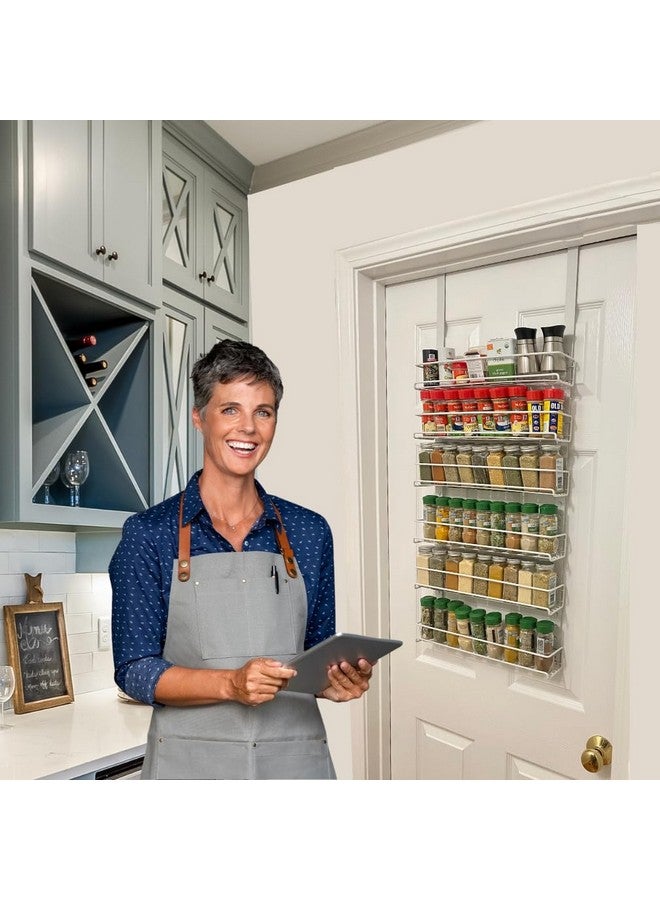 إيفلوتس منظم رفوف التوابل فوق الباب من إيفيلوت - 6 طبقات - يتسع لما يصل إلى 54 نوعًا من التوابل - سلال معدنية قابلة للتعديل لتخزين وتنظيم المطبخ والحمام (أبيض) - سهل التركيب بدون أدوات - Image 2