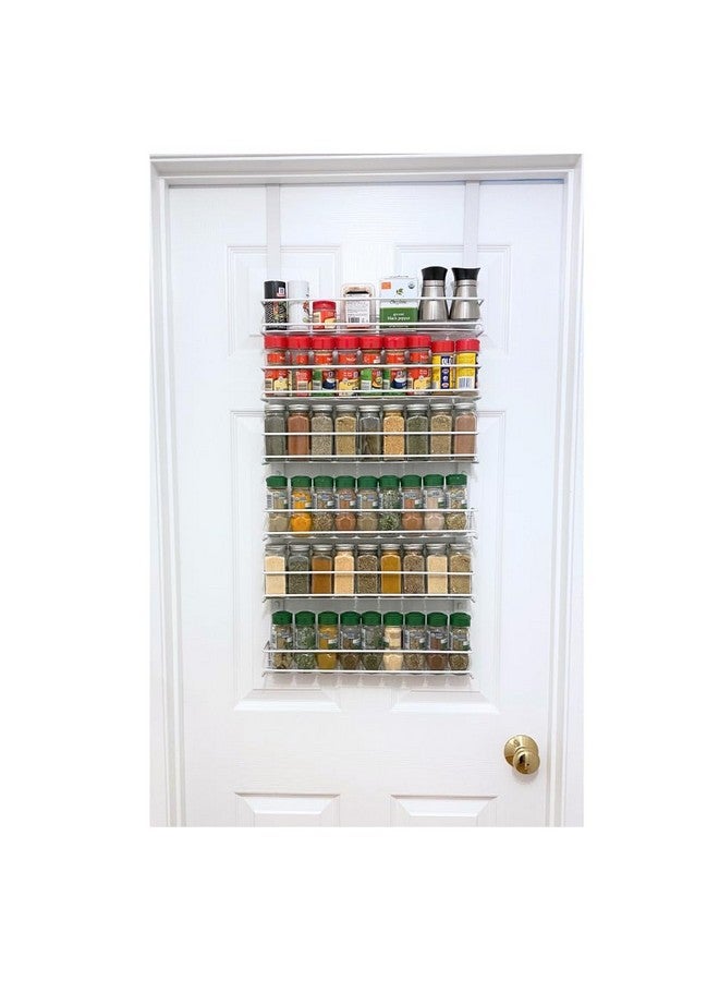 إيفلوتس منظم رفوف التوابل فوق الباب من إيفيلوت - 6 طبقات - يتسع لما يصل إلى 54 نوعًا من التوابل - سلال معدنية قابلة للتعديل لتخزين وتنظيم المطبخ والحمام (أبيض) - سهل التركيب بدون أدوات - Image 1