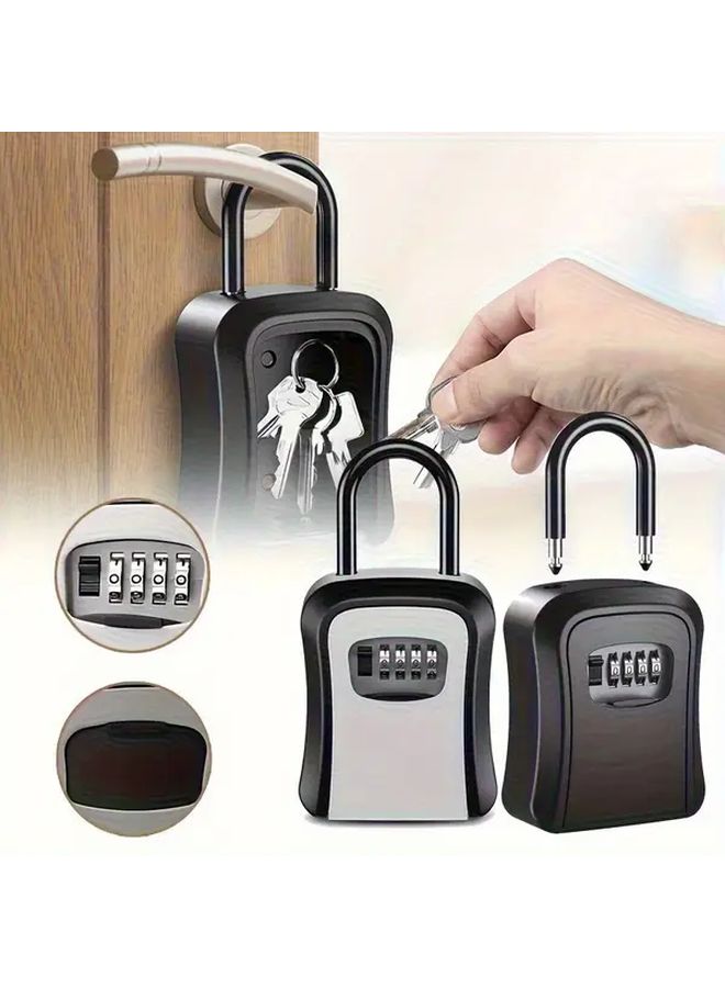 Black Weatherproof Key Lock Box Heavy Duty Security Combination Safe With Removable Clasp Wall Mount Hook For Home Office Real Estate Indoor Outdoor Use - Image 1