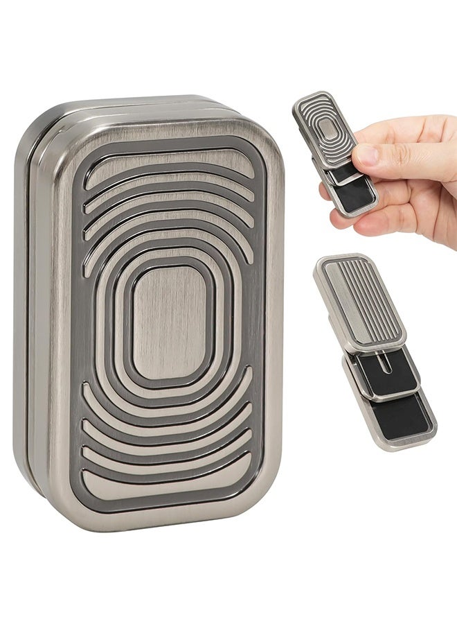 GIFT Magnetic Fidget Slider 3 Layer, Fidget Toys Adults for Stress Relief ADHD Anxiety with Click Sound, Portable Desk Fidget Gadget, Gifts for Boyfriend Husband Father (Silver) - Image 1