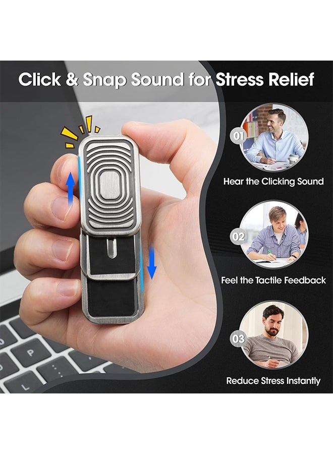 GIFT Magnetic Fidget Slider 3 Layer, Fidget Toys Adults for Stress Relief ADHD Anxiety with Click Sound, Portable Desk Fidget Gadget, Gifts for Boyfriend Husband Father (Silver) - Image 3