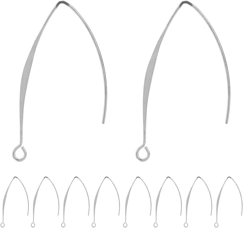 BEADNOVA سلك أذن على شكل V من BEADNOVA، سلك أقراط طويل، خطاف أقراط لصنع أقراط متدلية، صنع المجوهرات، دبابيس أذن، DIY، فضي 43 مم، 10 قطع - Image 1