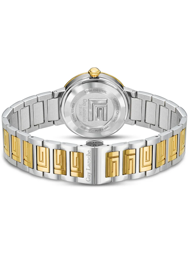 Guy Laroche Ariane Women's 25mm Swiss Made Watch with Two-toned Bracelet & White Mother-of-Pearl Dial