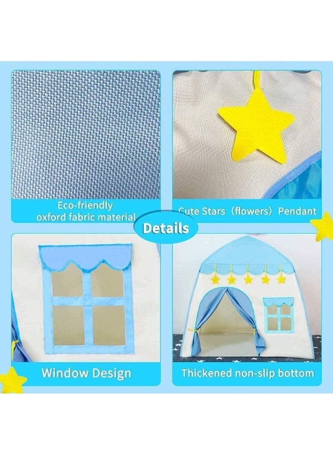 راكسوم خيمة أطفال، مجموعة خيمة قلعة الأميرة، كوخ أطفال محمول كبير، خيام حديقة داخلية للأولاد والبنات 130 سم/51 × 130 سم/51 × 100 سم/40 - أزرق - Image 3