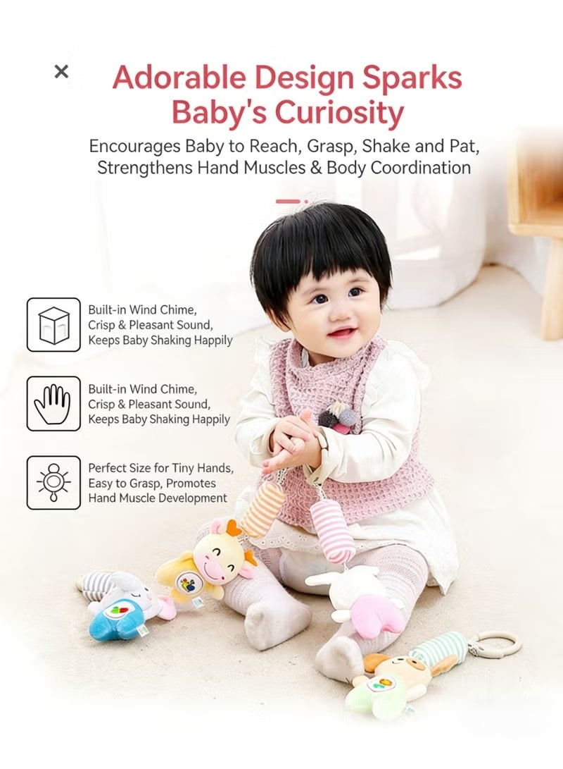 happy monkey 29cm Soft Plush Animal Wind Chime | Baby Soothing Sensory Toy 0-12M | Safe for Chewing & Sleeping - Image 5