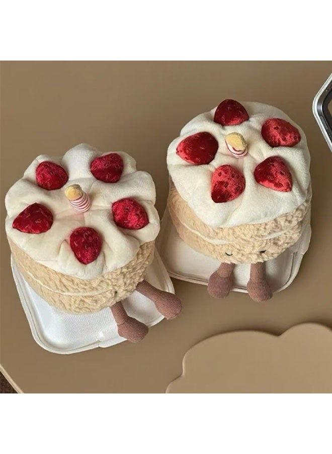 لعبة كعكة عيد ميلاد قطيفة للبنات، وسادة عيد ميلاد قطيفة لطيفة حيوانات محشوة للأطفال 28 سم - Image 3