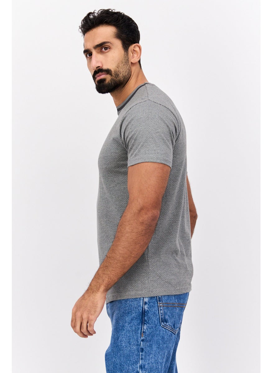 Modern Culture Men Crew Neck Short Sleeves Allover Print T-Shirt, Grey  - Image 2