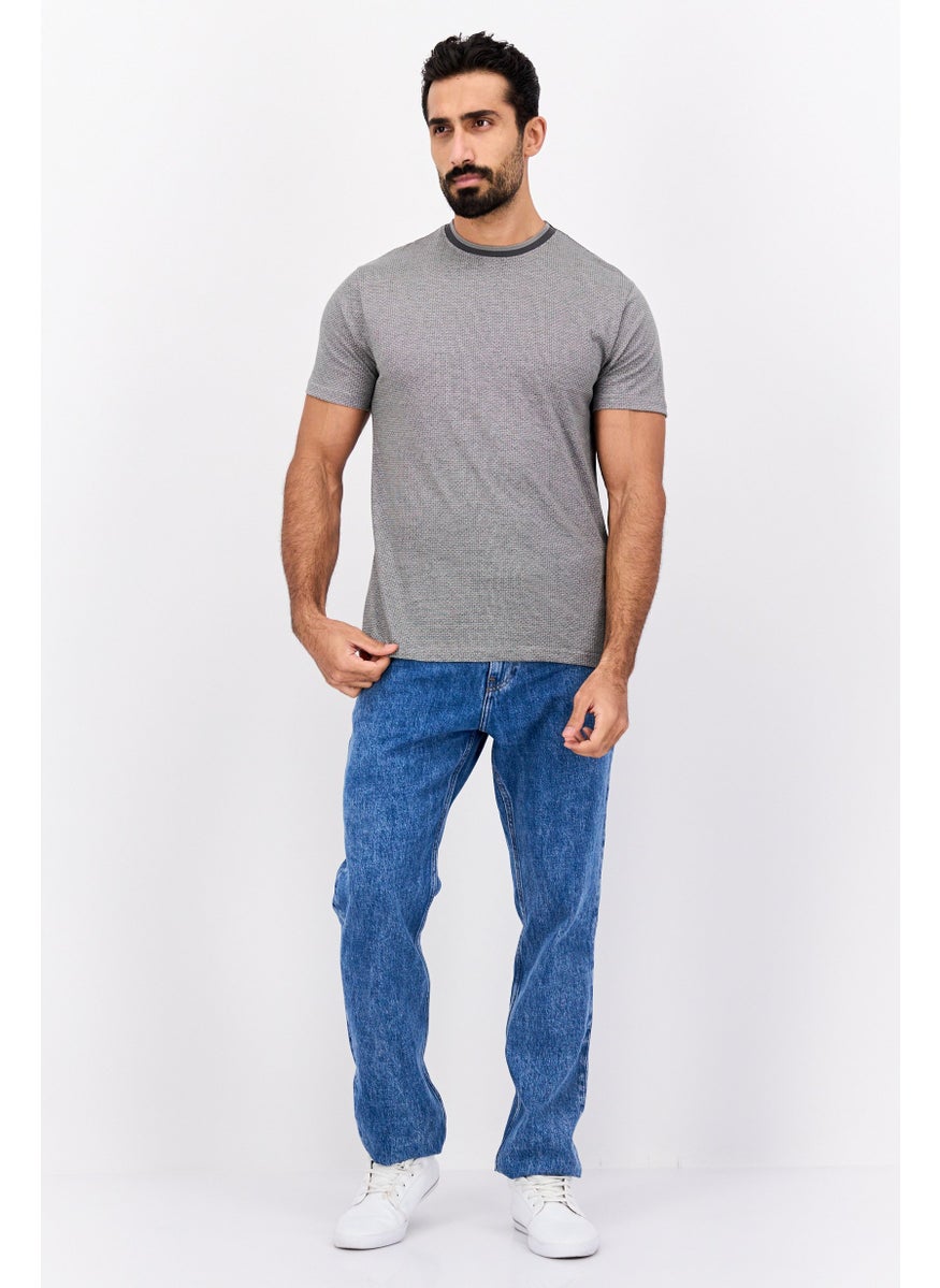 Modern Culture Men Crew Neck Short Sleeves Allover Print T-Shirt, Grey  - Image 4