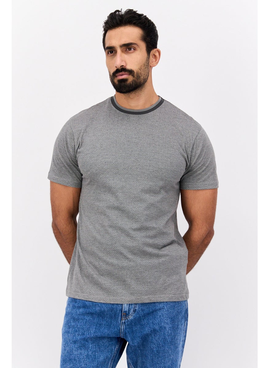 Modern Culture Men Crew Neck Short Sleeves Allover Print T-Shirt, Grey  - Image 1
