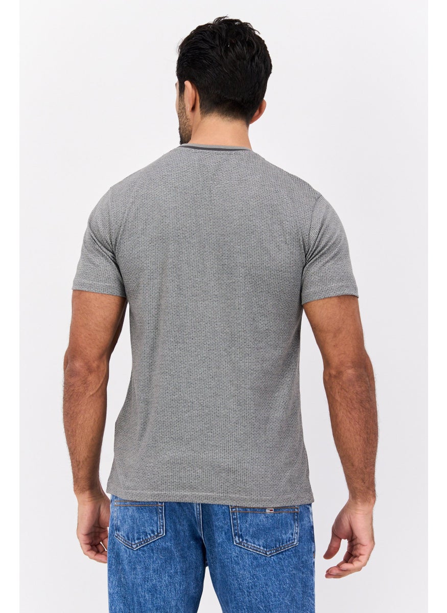 Modern Culture Men Crew Neck Short Sleeves Allover Print T-Shirt, Grey  - Image 3