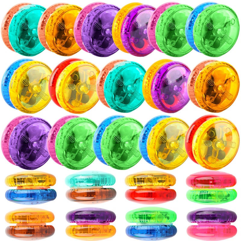 Flahard 24 Pcs Colorful Light up Yo Yo Ball Bulk LED Responsive Ball Auto Return Bearing Balls Yoyo for Beginner Birthday Classroom Bag Fillers Prizes Gifts 8 Colors - Image 3