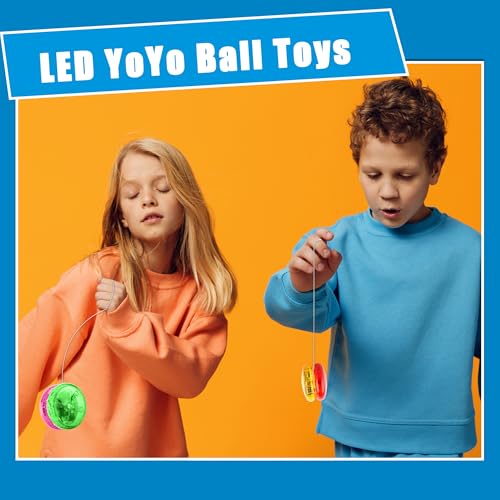 Flahard 24 Pcs Colorful Light up Yo Yo Ball Bulk LED Responsive Ball Auto Return Bearing Balls Yoyo for Beginner Birthday Classroom Bag Fillers Prizes Gifts 8 Colors - Image 5