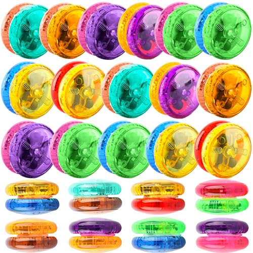 Flahard 24 Pcs Colorful Light up Yo Yo Ball Bulk LED Responsive Ball Auto Return Bearing Balls Yoyo for Beginner Birthday Classroom Bag Fillers Prizes Gifts 8 Colors - Image 1